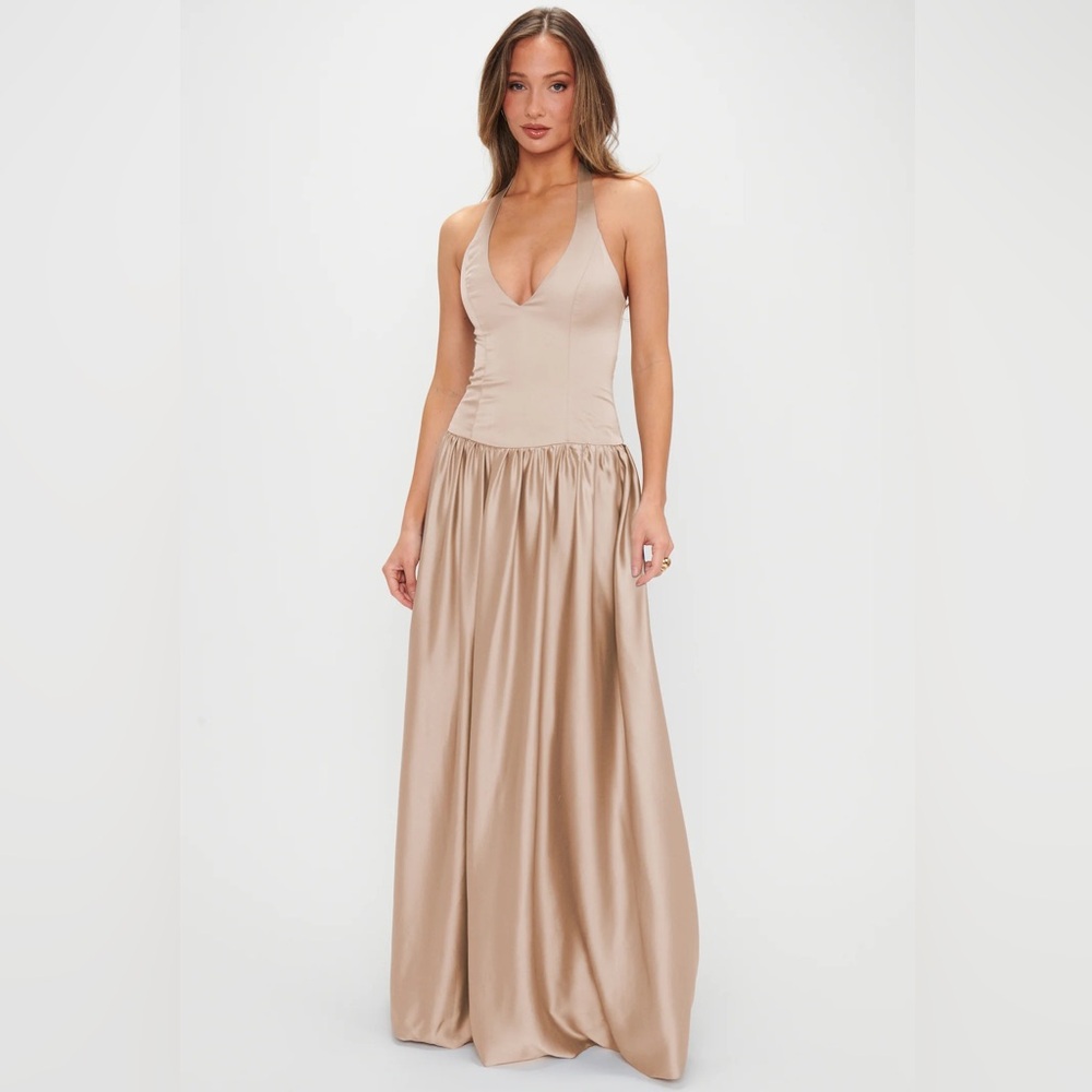 Show Me Your MuMu Eliza Maxi Dress - Champagne Luxe Satin